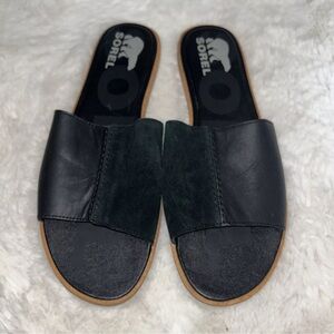SOREL Ella II Block Black Slide Sandals Women’s Size 10
